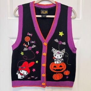 Hot Topic Womens Sweater Vest XL Black Halloween My Melody Kuromi Kawaii Goth